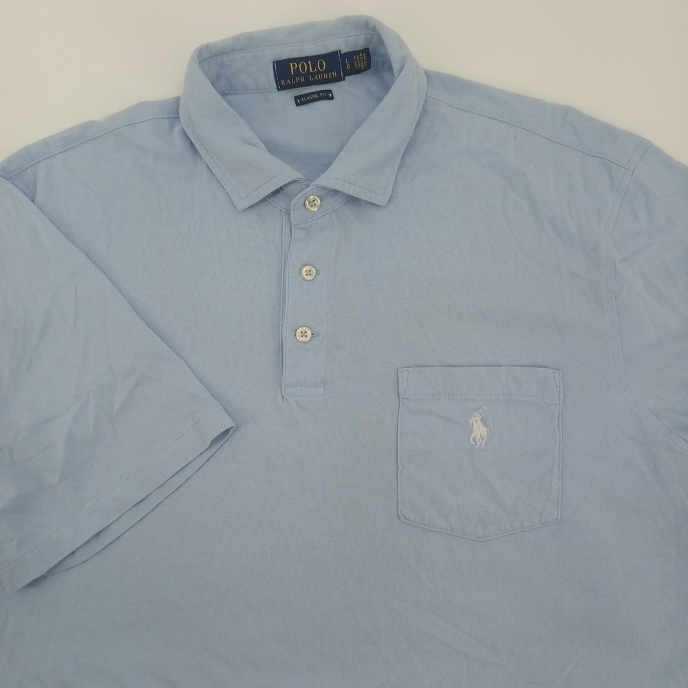 Polo Ralph Lauren Mens Classic Fit Pocket Polo Shirt Light Blue S/S Sz. L